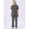 thumbnail image 4 of DARING DIVA Pajama Set Ribbed Knit Top Drawstring Pants 2 Pieces Outfit XL Dark Grey, 4 of 6