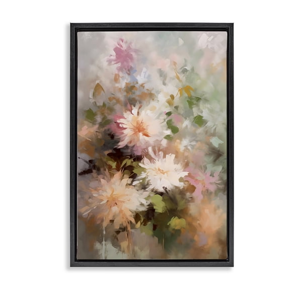 Stupell Industries Shabby Chic Faded Pastel Dahlias Black Floating Frame Canvas Art, 17 x 25, by Creative Studio