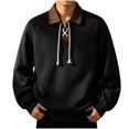thumbnail image 2 of LYSMORA Men's Lapel Drawstring Pullover Sweatshirt, Raglan Long Sleeve Loose Casual Street Athletic Tops, 2 of 8