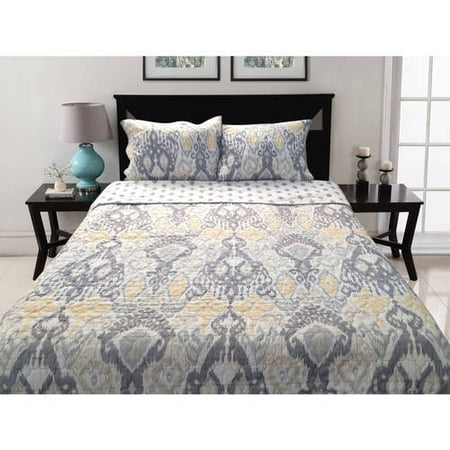 Better Homes&gardens Bhg Yellow Ikat 3pc Quilt Set Kg