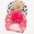 thumbnail image 4 of Otqutp 0 to 3Years Toddler Casual Hat Baby Hat Baby Boys Girls Ribbed Floral Flower Cap Beanie Knotted Elastics Turban Hat, 4 of 4