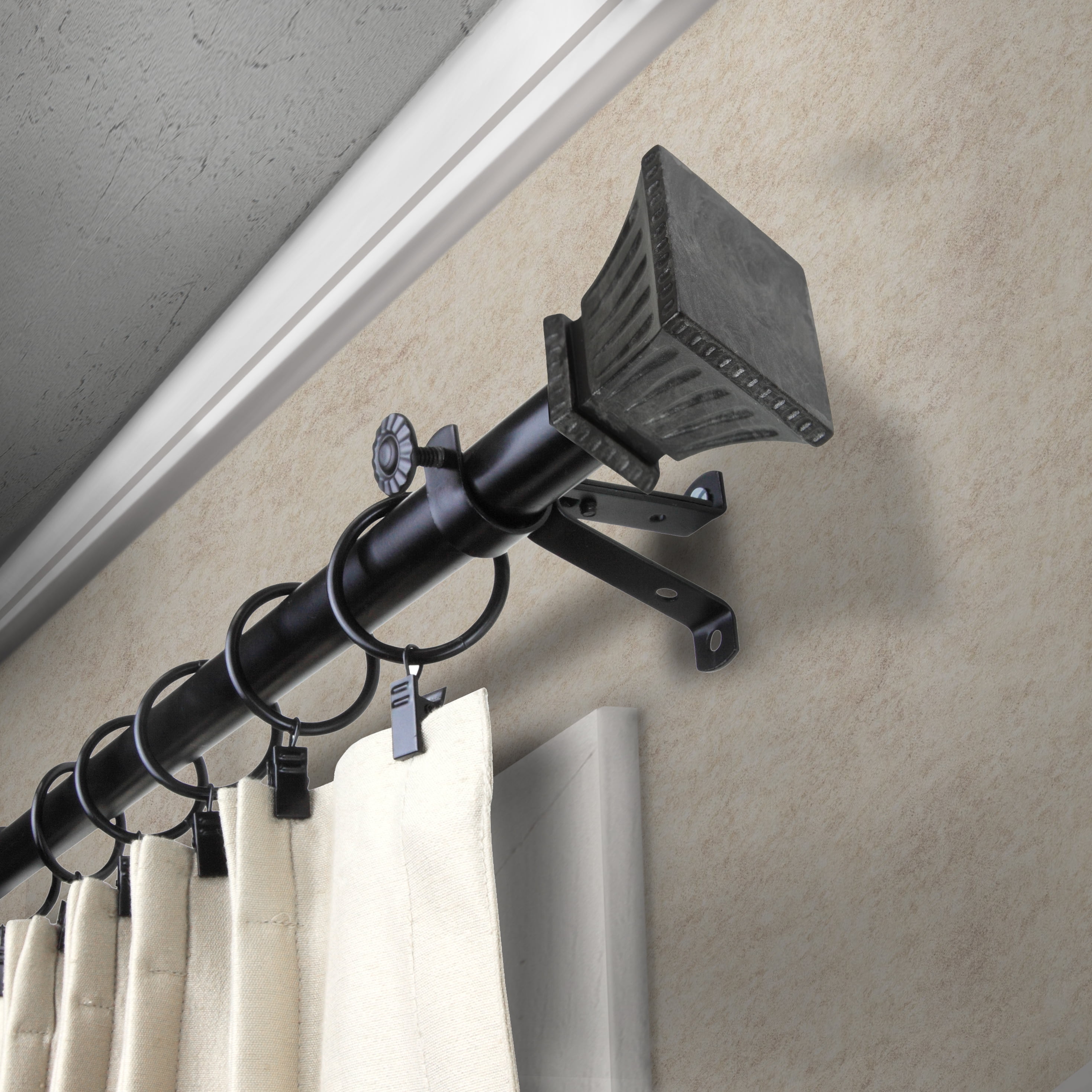13/16" Dia Adjustable 28-48" Amara Curtain Rod in Black