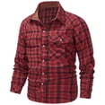 thumbnail image 5 of Mens Western Flannel Shirt Pearl Snap Long Sleeve Checkered Plaid Regular Fit Shacket Lightweight Christmas Jacket, 5 of 7