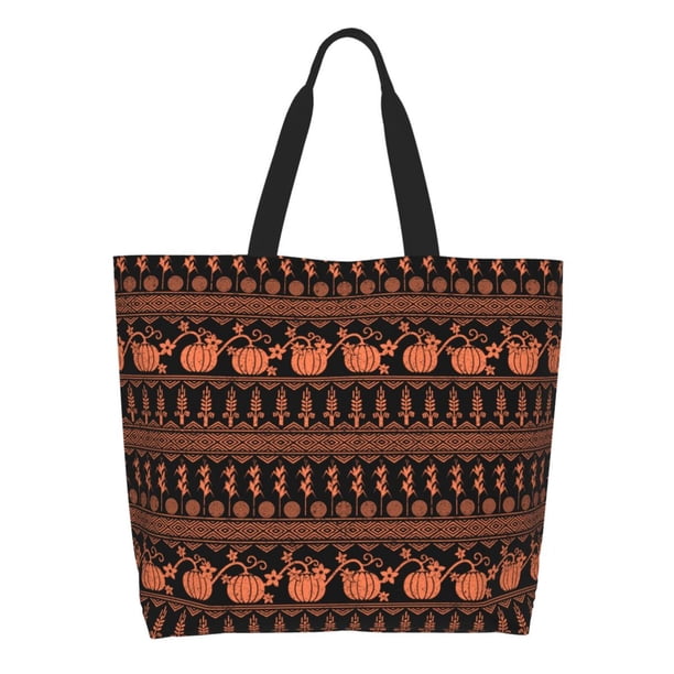 Disketp Vintage Pumpkin Pattern Bolsa Tote Estampada para Mujer, Bolso de Hombro y de Mano para Compras y Viajes