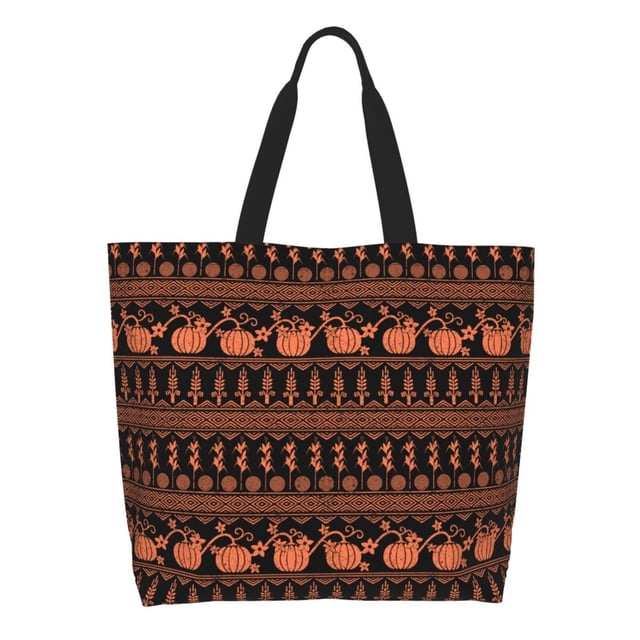 Balery Vintage Pumpkin Pattern Bolsa Tote Estilo Estético con Cremalleras, Bolsa de Hombro, Bolsa de Compras Grande y Plegable