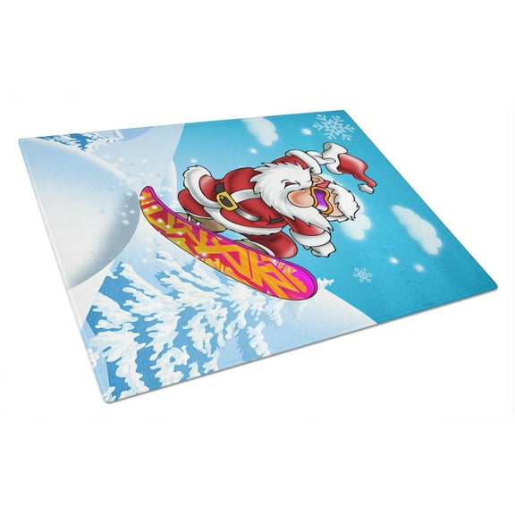Caroline's Treasures APH6388LCB Christmas Santa Claus Snowboarding Glass Cutting Board Large, 12H x 16W, multicolor