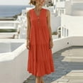 thumbnail image 4 of YuXingFu Loose Cotton Casual Dresses Women Maxi V-Neck Plus Size Womens Dress Sleeveless Button Long Casual Summer Orange S, 4 of 5