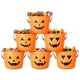 thumbnail image 1 of Cabilock 6 unids Halloween Truco o Trate Calabaza Bucket Bucket Candy Holder Papa Partido Favor Favor With Handing Party Supplies (Orange), 1 of 5