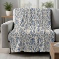 thumbnail image 2 of Blue Flowers Blanket Soft Cozy Warm Throw Blanket for Couch, Plush Fuzzy Flannel Fleece Blankets for Sofa, Retro Rustic Botanical Floral Leaves Vines Bed Blankets Lightweight Gifts for Women, 50"x60", 2 of 9