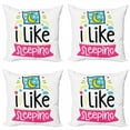 thumbnail image 1 of Saying Throw Pillow Cushion Case Pack of 4, Kids Toddler Nursery Design with I Like Sleeping Text Pillow Stars Arrows the Moon, Modern Accent Double-Sided Print, 4 Sizes, Multicolor, by Ambesonne, 1 of 2