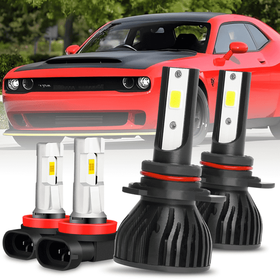 LED Light Bulb for Dodge Challenger 2015-2021 Headlamp Hi-Lo Beam Fog Light Kit 9012 H11