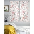 thumbnail image 3 of Pink Rose Sheer Curtains 63 Inch Length 2 Panels Set Window Treatments, Modern Simple Romantic Flowers Floral Leaves Rod Pocket Semi Curtains for Living Room/Bedroom/Kitchen Décor, 104"W x 63"L, 3 of 7