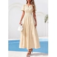 thumbnail image 3 of PRETTYGARDEN Womens Boho Maxi Dress Floral Summer Spring Short Sleeve V Neck A Line Embroidered Beach Vacation Dresses, 3 of 8