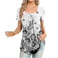 thumbnail image 1 of Blouses à Manches Courtes pour Femmes Mode Imprimée Décontractée Col en V T-Shirt Ample Blouse Hauts à Manches Courtes pour Femmes, 1 of 5