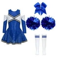 thumbnail image 6 of iiniim Kids Girls Cheerleading Cheer Leader Dance Dress with Pom Poms Headwear Socks Party A Blue 16, 6 of 7