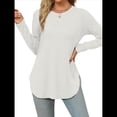 thumbnail image 1 of Camisa de Larga con Cuello Redondo para Mujer, Básica, Holgada, Informal Lechoso XL, 1 of 5