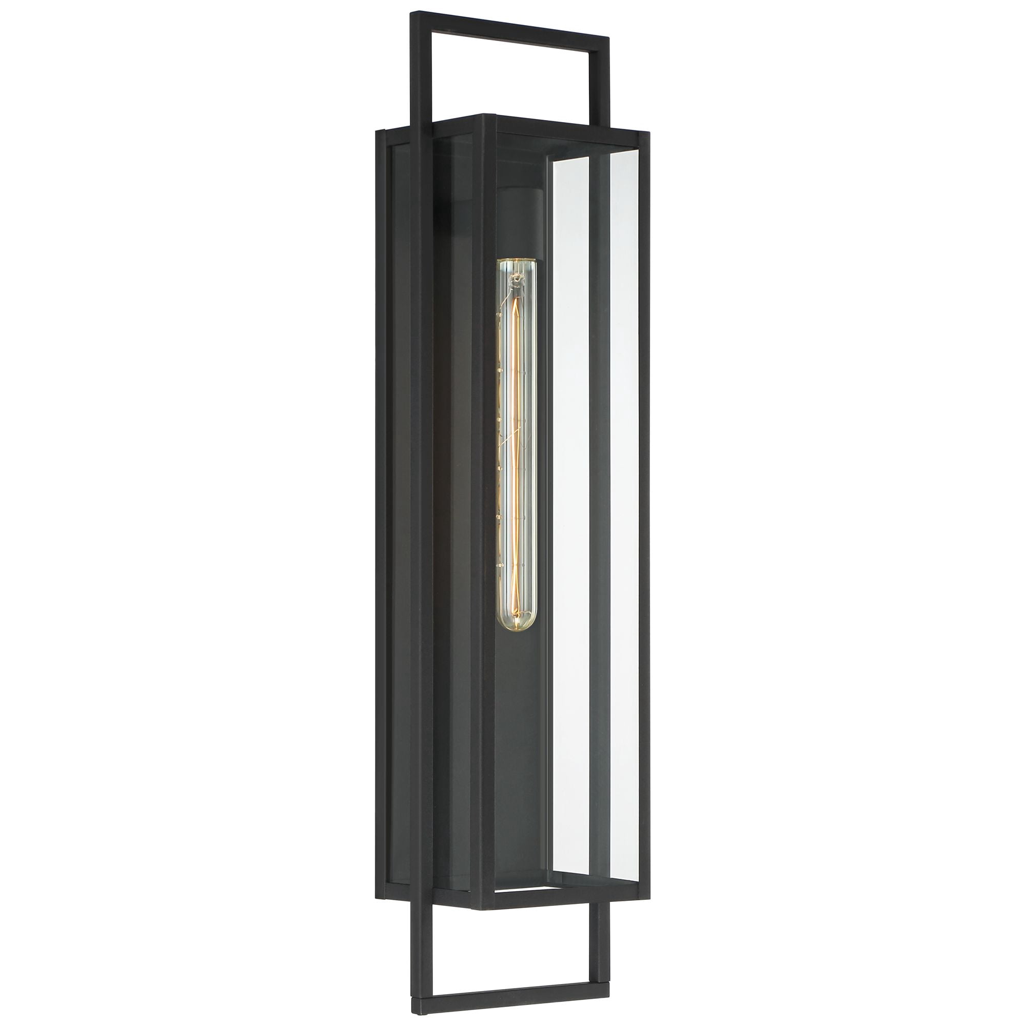 Possini Euro Design Jericho 28" High Modern Outdoor Wall Light Fixture Mount Porch House Edison Bulb Textured Black Finish