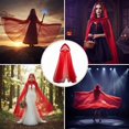 thumbnail image 7 of Hooded Sheer Cape, Red Full Length Mesh Wrap, 59.06inch, 7 of 7