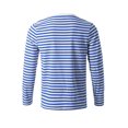 thumbnail image 3 of INSPIRE CHIC T-shirt à Manches Longues à Col Rond Rayé pour Homme en Coton, Haut à Enfiler Bleu et Blanc 46, 3 of 7