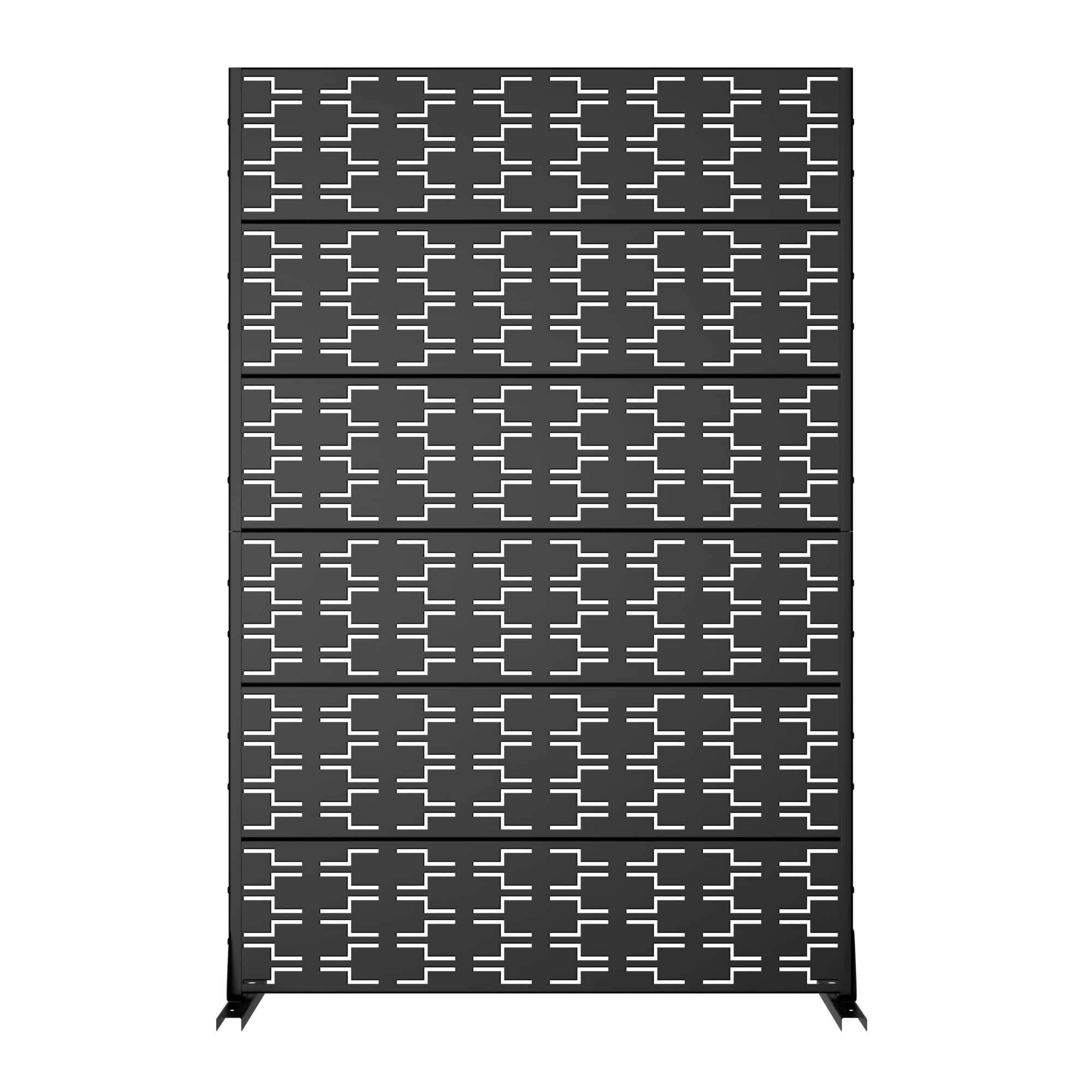 MAYEERTY 72x47x16 Inch Black Brick Rectangular Galvanized Steel Privacy Screen, 6 Piece Set for Outdoor Street