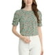 thumbnail image 1 of INSPIRAR CHIC Blusas de Mujer con Fruncidos Cuello Redondo de Manga Corta Espalda con Abertura Floral S Teal, 1 of 7
