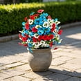 thumbnail image 4 of Artificial Petunias Flowers for Outdoor, Fake Plants Long Vine Morning Glory Eucalyptus, UV Resistant Realistic Faux Greenery Outside Patio Porch Garden Spring Decor, Red Blue White, 4 of 6