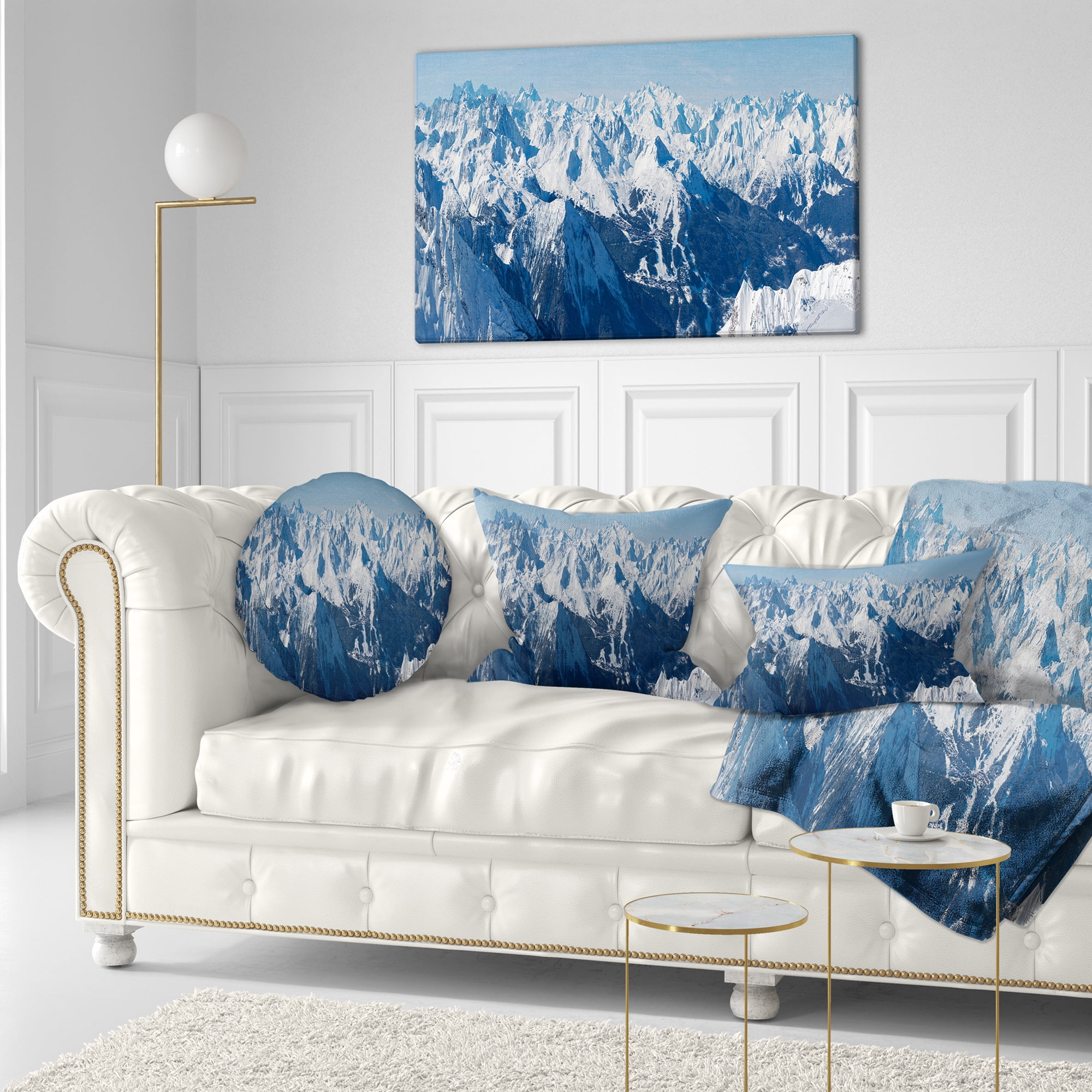 Designart French Alps Panorama - Photography Throw Pillow - 12x20