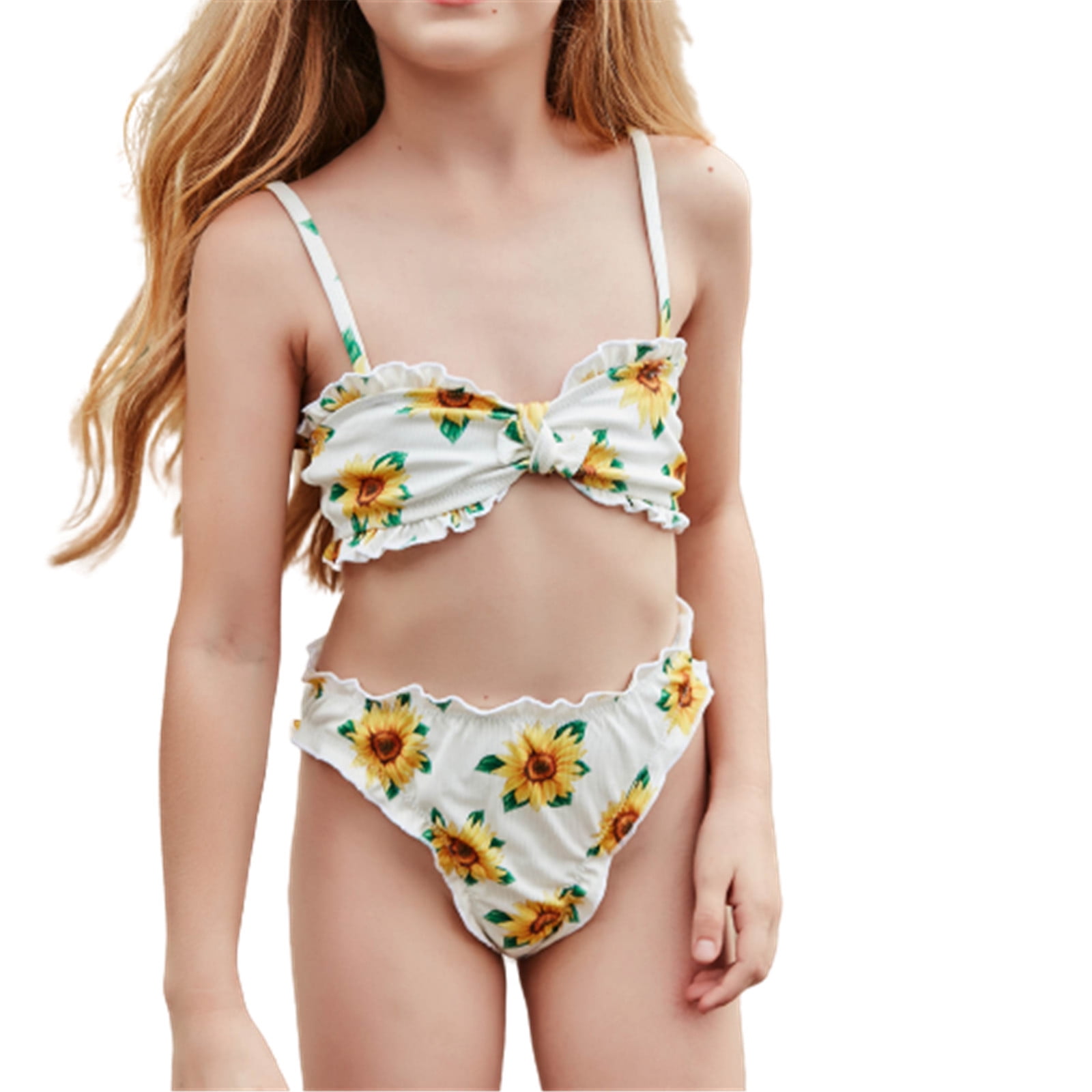 Fesfesfes Teen Girls Summer Holiday Bikini Sets Children Girls Swimwear  Tie-dye Print Split Two Piece Swimsuit Swim Pool Beach Wear Bathing Suit  6-12 Years 