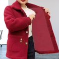 thumbnail image 3 of Joernso Women Autumn Winter Solid Color Jacket Coat Lapel Long Sleeve Thickened Imitation Lamb Wool Cardigan Single Breasted Outwear Streetwear, 3 of 8