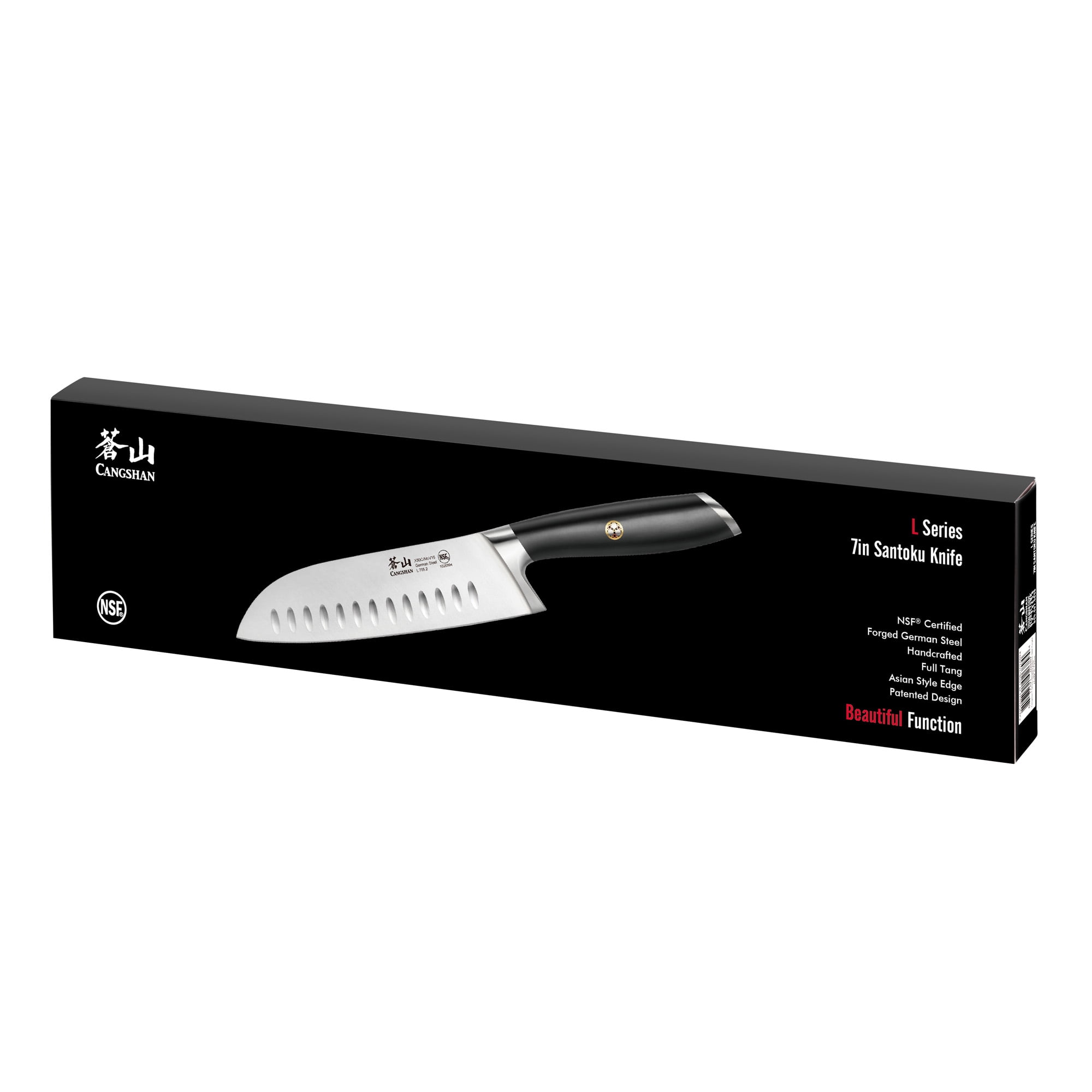 Cangshan L Series 1026894 German Steel Forged 7" Santoku Knife, Black