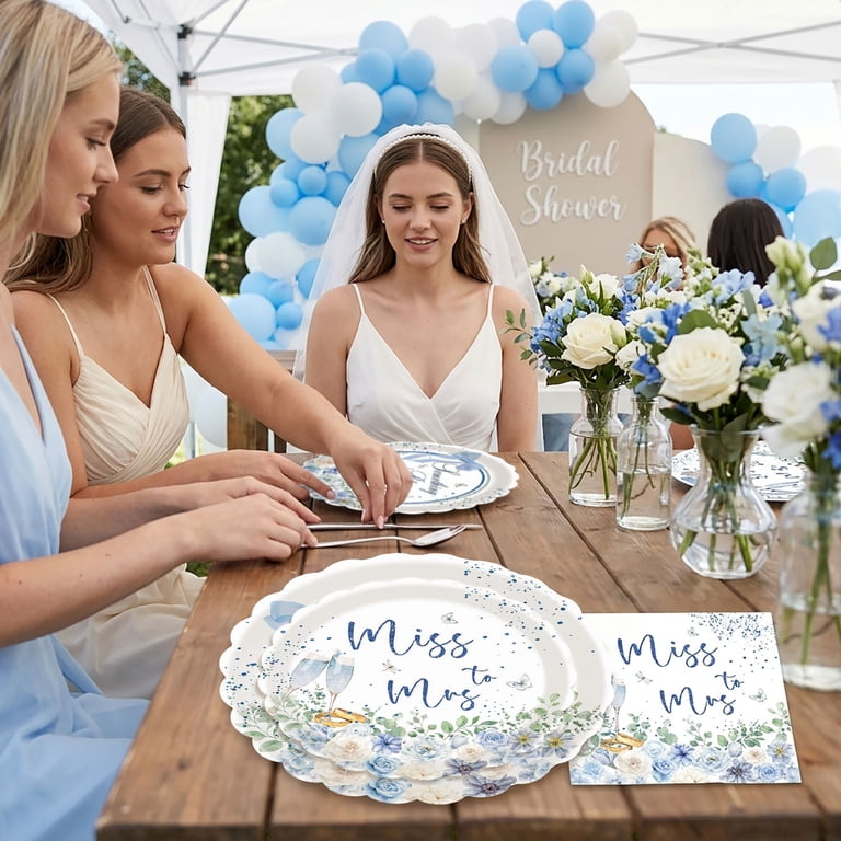 something blue dress for bridal shower Jane Summers Zoey Blue & White Strapless Midi Bridal Shower & Wedding Guest Dress 2 / Blue Print , female , adult