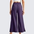 thumbnail image 4 of Wyobmus Wide Leg Pants for Women Side Slits High Waisted Drwastring Sweatpants Comfy Lounge Palazzo Pants With Pockets A-Purple, 4 of 8