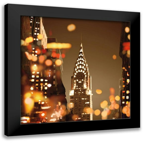Carrigan, Kate 12x12 Black Modern Framed Museum Art Print Titled - City Lights-New York