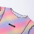 thumbnail image 4 of Women Long Sleeve O-Neck Slim T-Shirt Sexy See-Through Mesh Ruffles Crop Top Neon Rainbow Stripes Letters Label Harajuku Streetwear M, 4 of 4