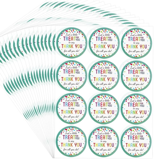240 Pcs Thank You for All You Do Stickers, 2 inch Just a Little Treat for You Labels, Colorful Dots Round Sealing Stickers for Envelopes Gift Bags Packaging, Party Favors