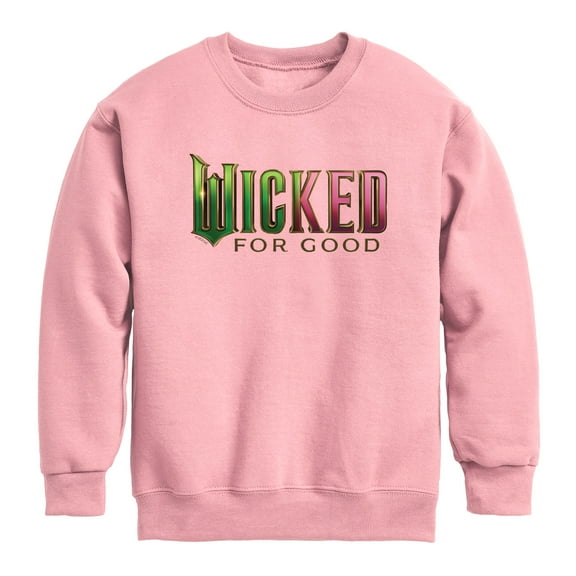 Wicked - Green To Pink Logo Graphic Long Sleeve Fleece Sweatshirt