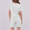 thumbnail image 3 of Women's 2 Piece Lounge Sets Summer Solid Matching Outfits Short Sleeve Top and Shorts Loungewear Casual Two Piece Set, 3 of 4