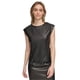 thumbnail image 1 of Calvin Klein Womens Faux Leather Cap Sleeve Tank Top, black, 2, 1 of 1