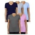 thumbnail image 3 of 5-Pack Women's V-Neck Short Sleeve Basic Tee (S-3XL), 3 of 4