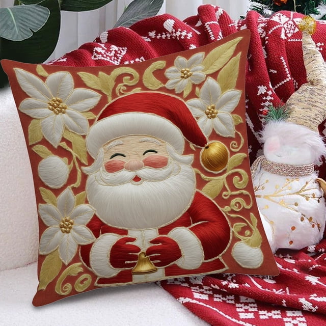 pstuiky Funda de cojín navideña, decoración para sofá, cojín de lino, funda de cojín para el hogar.