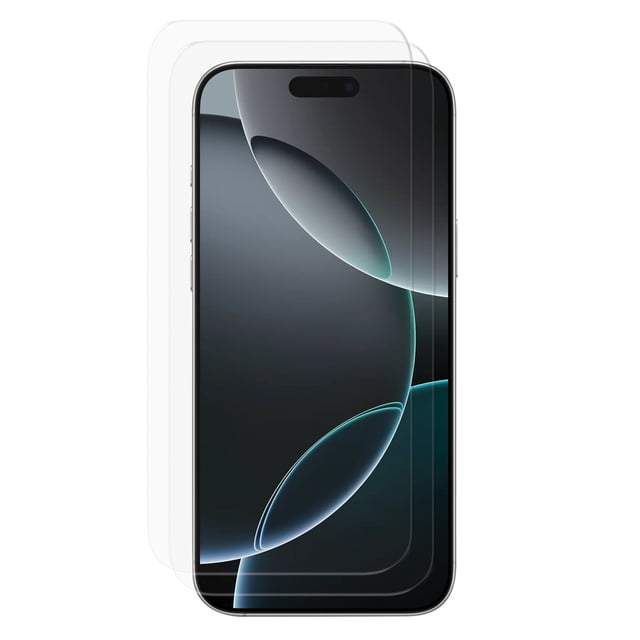 Onn iPhone 16 Pro 2 Pack Premium Japanese Tempered Glass Screen Protector with Easy Application Tray, Scratch and Impact Absorbing