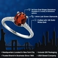 thumbnail image 2 of Gem Stone King 14K White Gold Red Garnet and White Lab Grown Diamond Ring for Women | 2.39 Cttw | Oval 9X7MM | Gemstone January Birthstone | Size 5, 2 of 6