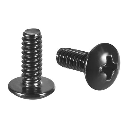 Uxcell #6-32 x 3/8" Truss Head Phillips Machine Screws, 304 Stainless Steel 18-8, Black Oxide Finish, 50  Pack