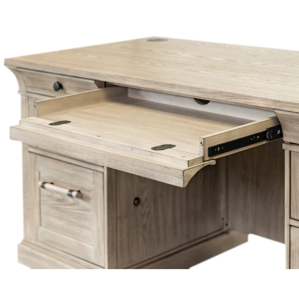 Traditional Wood Executive Desk Storage Office Credenza Fully Assembled Brown