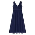 thumbnail image 5 of Yartina Kids Girls Chiffon Dress Ruched Junior Bridesmaid Dress A Line Swing Maxi Formal Pageant Prom Navy Blue 12, 5 of 7