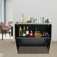 thumbnail image 2 of 48in Modern Portable Event Bar Cabinet Aluminum Edge Banding Black Foldable Freestanding Wine Bottles Storage Organizer, 2 of 16