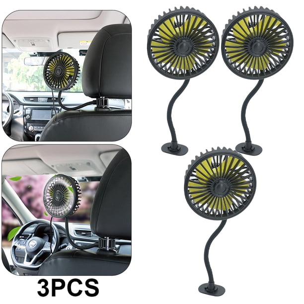 3 Uds Ventilador Trasero Coche Ajuste Viento Velocidades USB Refrigeración Enfriador Aire Automático