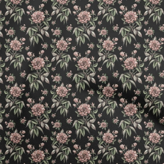 oneOone Polyester Spandex Black Fabric Floral Sewing Craft Projects Fabric Prints By Yard 56 Inch Wide