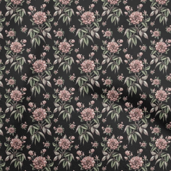 oneOone Polyester Spandex Black Fabric Floral Sewing Craft Projects Fabric Prints By Yard 56 Inch Wide