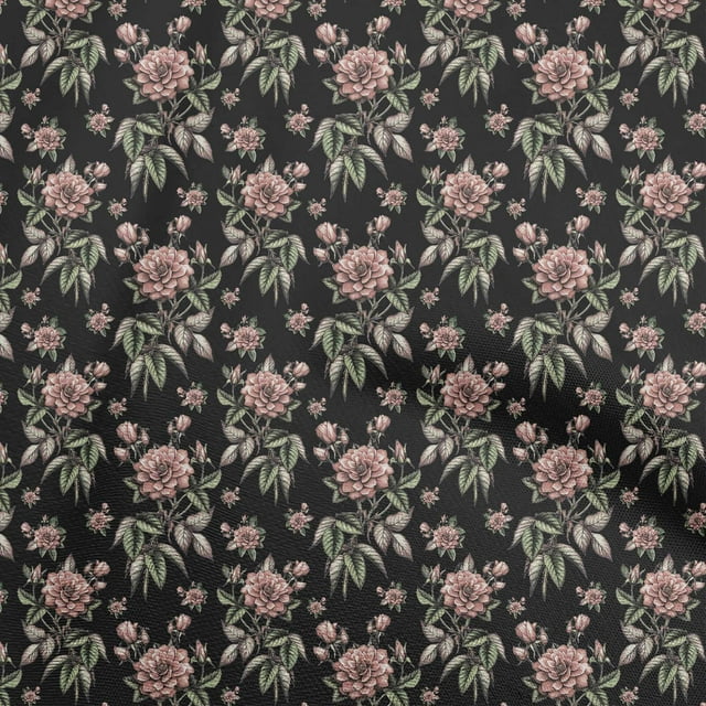 oneOone Tissu Rayonne Noir Floral Matériel de Robe Tissu Imprimé Tissu au Mètre 56 Pouces de Large